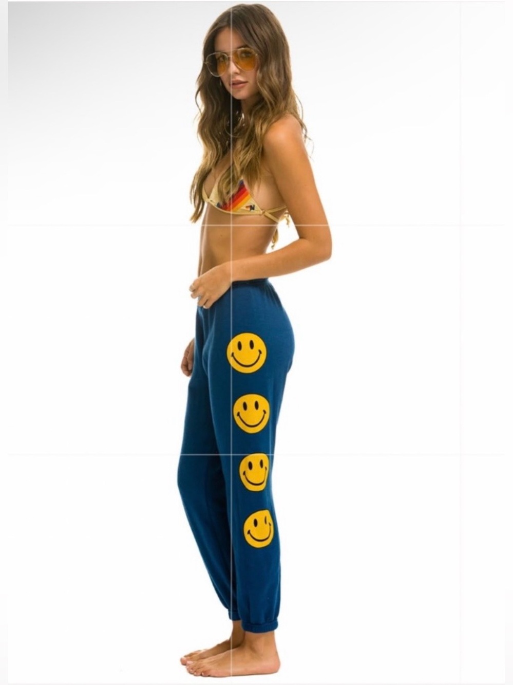 Aviator Nation Women’s Smiley 2 Sweatpants Jogger Royal Navy Blue Small